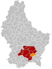 Lage von Contern im Großherzogtum Luxemburg