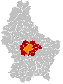 Lage von Mersch im Großherzogtum Luxemburg