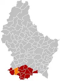 Lage von Sassenheim im Großherzogtum Luxemburg