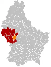 Lage von Useldingen im Großherzogtum Luxemburg