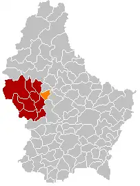 Lage von Vichten im Großherzogtum Luxemburg