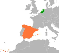 Lage von Niederlande und Spanien
