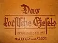 Das korsisches Gesetz (Titelblatt)