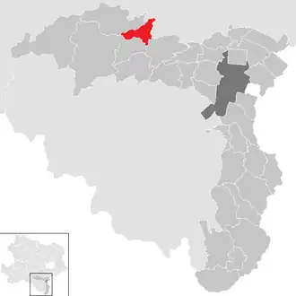 Lage der Gemeinde Pernitz im Bezirk Wiener Neustadt (anklickbare Karte)