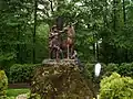 Hubertusgruppe aus bronziertem Zinkguss