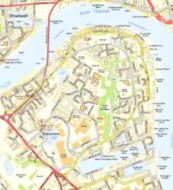 Karte von Rotherhithe