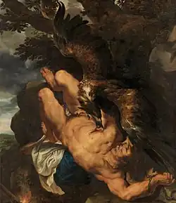 Prometheus mit dem Adler auf einem Gemälde von Peter Paul Rubens und Frans Snyders, spätestens 1618 vollendet. Philadelphia Art Museum, Philadelphia