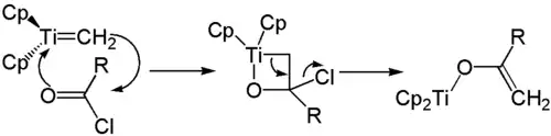 Synthese eines Titanenolats mit der Tebbe-Reagenz