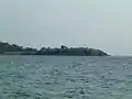 Blick auf die Halbinsel Lekythos mit Überresten der antiken Stadt Toroni, Gemeindebezirk Sykia