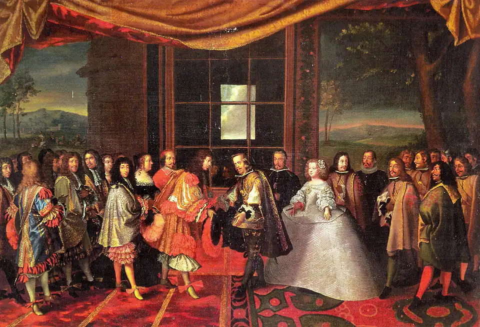 Ludwig XIV. von Frankreich und Philipp IV. von Spanien auf der Fasaneninsel