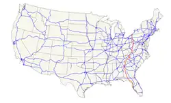 Karte des U.S. Highways 19