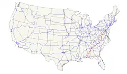 Karte des U.S. Highways 29
