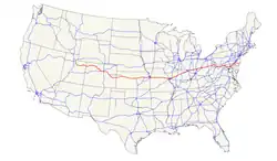 Karte des U.S. Highways 40