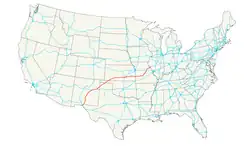 Karte des U.S. Highways 54