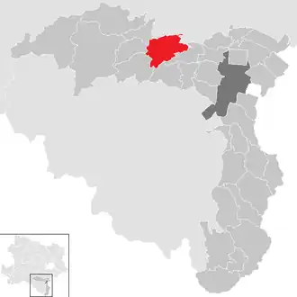 Lage der Gemeinde Waldegg im Bezirk Wiener Neustadt (anklickbare Karte)