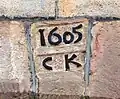 Jahreszahl 1605, C K sind wahrscheinlich die Anfangsbuchstaben des Besitzers
