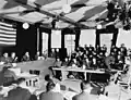 Friedrich Wetzel (rechts im Bild) während seiner Aussage am 29.&nbsp;November 1945