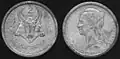 Vorder- und Rückseite einer 2 Francs-Münze von 1948 aus Aluminium