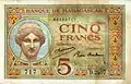 Banknote zu 5 Fmg, ausgegeben zwischen 1926 und 1949
