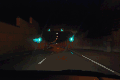Einfahrt des Warnowtunnels bei Nacht