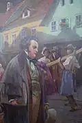 Ausschnitt von Franz Schubert in Lichtental, 1928, Druck, 66,5 × 83,5 cm