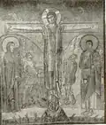 Kreuzigung mit Maria, Longinus, Stephaton und Johannes (8. Jahrhundert).