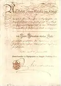 Verleihungsurkunde Roter Adlerorden 4. Klasse vom 18. Januar 1904