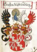 Gemehrtes Wappen der Graffen zu Ortenburg, Wappenbuch des churbayrischen Adels, 1560