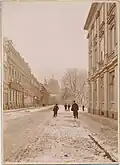 Potsdam, Wilhelmplatz (heute: Platz der Einheit) im Schnee, SW-Fotovorlage 13cm × 18cm