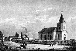 Nach der Völkerschlacht neu errichtete Kirche (um 1850)