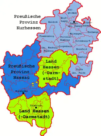 Landkarte der Preußischen Provinz Kurhessen