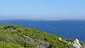 Aussicht von Capo Pertusato (Korsika); am Horizont Sardinien