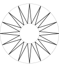 16-zackiges Sonnensymbol ähnlich dem Stern von Vergina'"`UNIQ--postMath-000004AA-QINU`"'