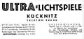 Zeitungsanzeige der Ultra-Lichtspiele, 1950er Jahre