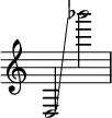 { \override Score.TimeSignature #'stencil = ##f
d2 \glissando bes'''2 }