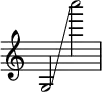 { \override Score.TimeSignature #'stencil = ##f
g2 \glissando c''''2 }