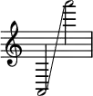 { \override Score.TimeSignature #'stencil = ##f
a,2 \glissando a'''2 }