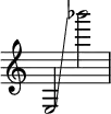 { \override Score.TimeSignature #'stencil = ##f
e2 \glissando bes'''2 }