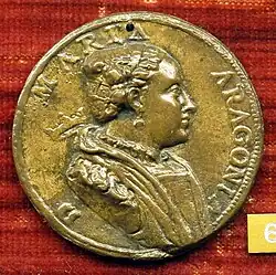 Medaglia di Maria d'Aragona, moglie di Alfonso III d'Avalos