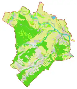 Mapa konturowa hromady Halicz, po prawej nieco u góry znajduje się punkt z opisem „Halicz”