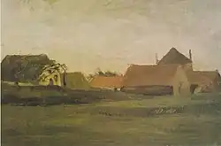 Chłopskie zagrody w Loosduinen koło Hagi w porannej mgle, 1883