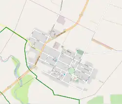 Mapa konturowa Lipska, na dole znajduje się punkt z opisem „Muzeum Regionalne w Lipsku”