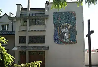 Mozaika Modlitwa w Ogrójcu (1968)Fasada kościoła Chrystusa KrólaKraków, Przegorzały, ul. Zaskale 1
