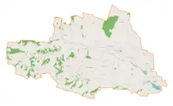 Mapa konturowa gminy Słaboszów, blisko centrum na prawo znajduje się punkt z opisem „Dziaduszyce”
