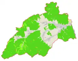 Mapa konturowa hromady Witwica, po prawej znajduje się punkt z opisem „Witwica”