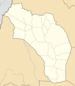 Mapa konturowa prowincji La Rioja, blisko górnej krawiędzi po lewej znajduje się czarny trójkącik z opisem „Pissis”