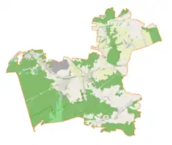 Mapa konturowa gminy Ogrodzieniec, u góry nieco na prawo znajduje się punkt z opisem „Kiełkowice”