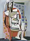 Kobieta na krześle z książką, 1930