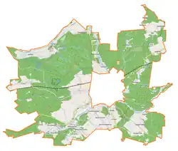 Mapa konturowa gminy wiejskiej Biłgoraj, po lewej znajduje się punkt z opisem „Ciosmy”