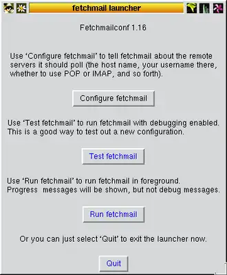 Скриншот программы fetchmail